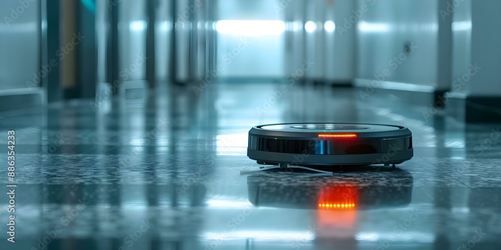 Aufkleber advanced robot vacuum with iot controls for smart homes. concept smart home automation, iot devices,