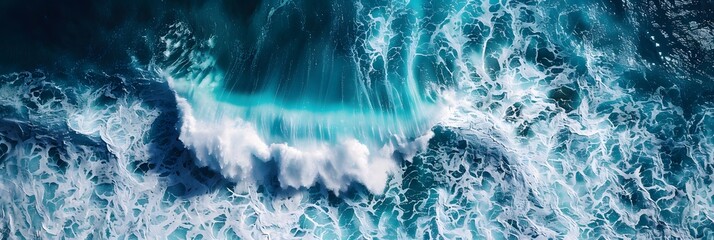 Aerial View of Ocean Wave with Copyspace