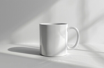 White mug mockup on white background, photorealistic