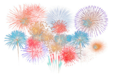 PNG Fireworks celebration night black background.