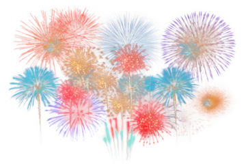 PNG Fireworks celebration night black background.