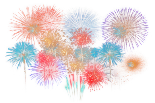 PNG Fireworks celebration night black background.