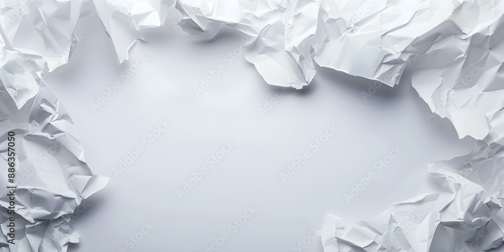Poster abstract crumpled white paper texture background with space for text and shapes. concept textures, b