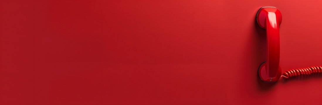 Red Phone Receiver on Red Background - Web Banner
