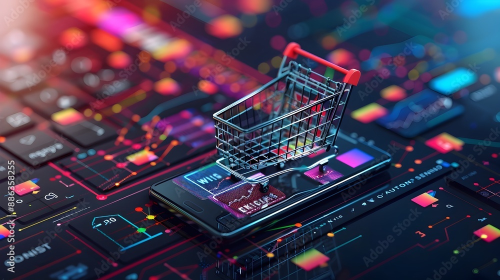Poster dynamic global e commerce market with diverse digital transactions through various devices