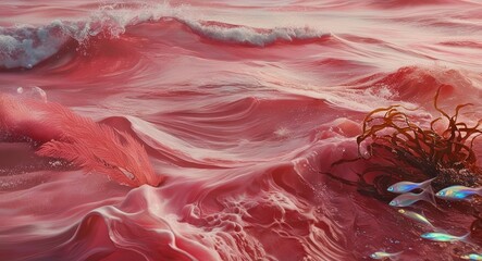 Banner, wall paper, backdrop. Vibrant pink ocean water