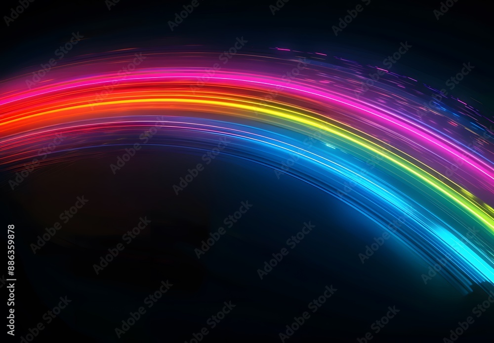 Poster Abstract Rainbow Neon Light Arc