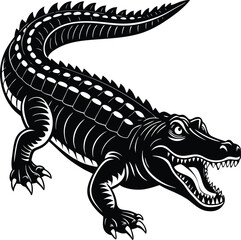 crocodile silhouette vector art illustration