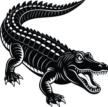 recommend clip art: crocodile silhouette vector art illustration