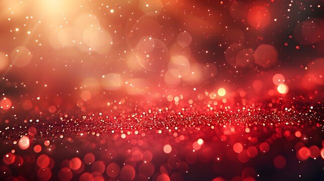 Sparkling Red Glitter Background with Bokeh