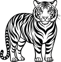 a royal Bengal tiger silhouette vector art illustration