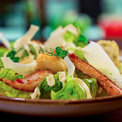 close up of Creative caesar salad