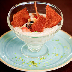 Fruit dessert in a glass bowl