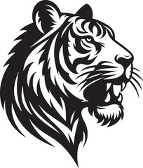 Tiger head silhouette vector style with white background