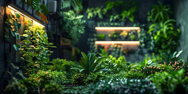 Smart Green Garden Device with Neon Interface for Modern Home Technology and Innovation