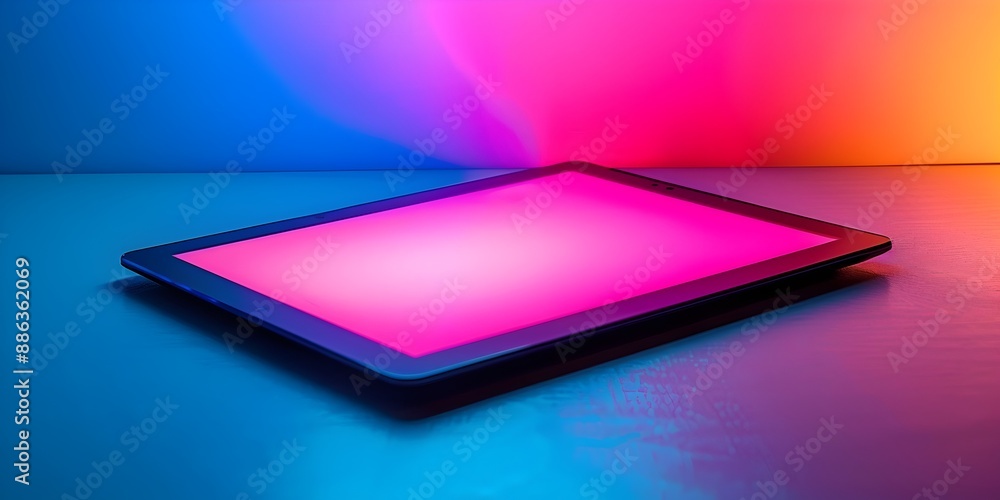 Poster neon lit e reader modern reading technology with vibrant display