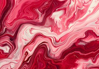 Fototapeta premium Abstract Swirling Red & Pink Acrylic Paint