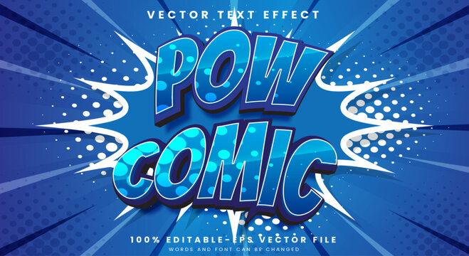 Pow Comic cartoon game style 3d editable text effect Template