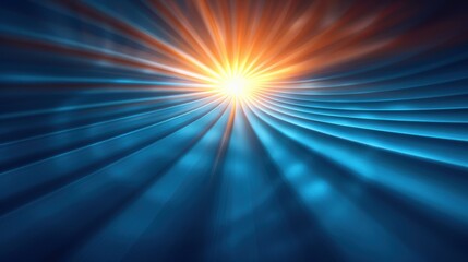 Fototapeta premium Anime-style sunburst with dynamic concentric blue elements, flat design.