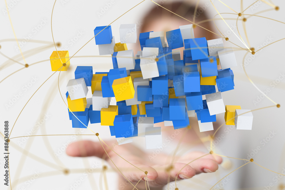 Poster conference digital network and data concept 3d