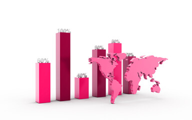 3d rendered Business graph in white background