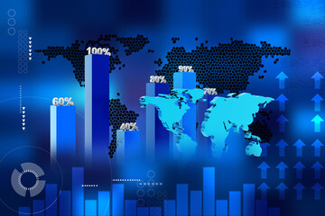 3d rendered Business graph in color background
