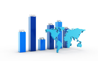 3d rendered Business graph in white background