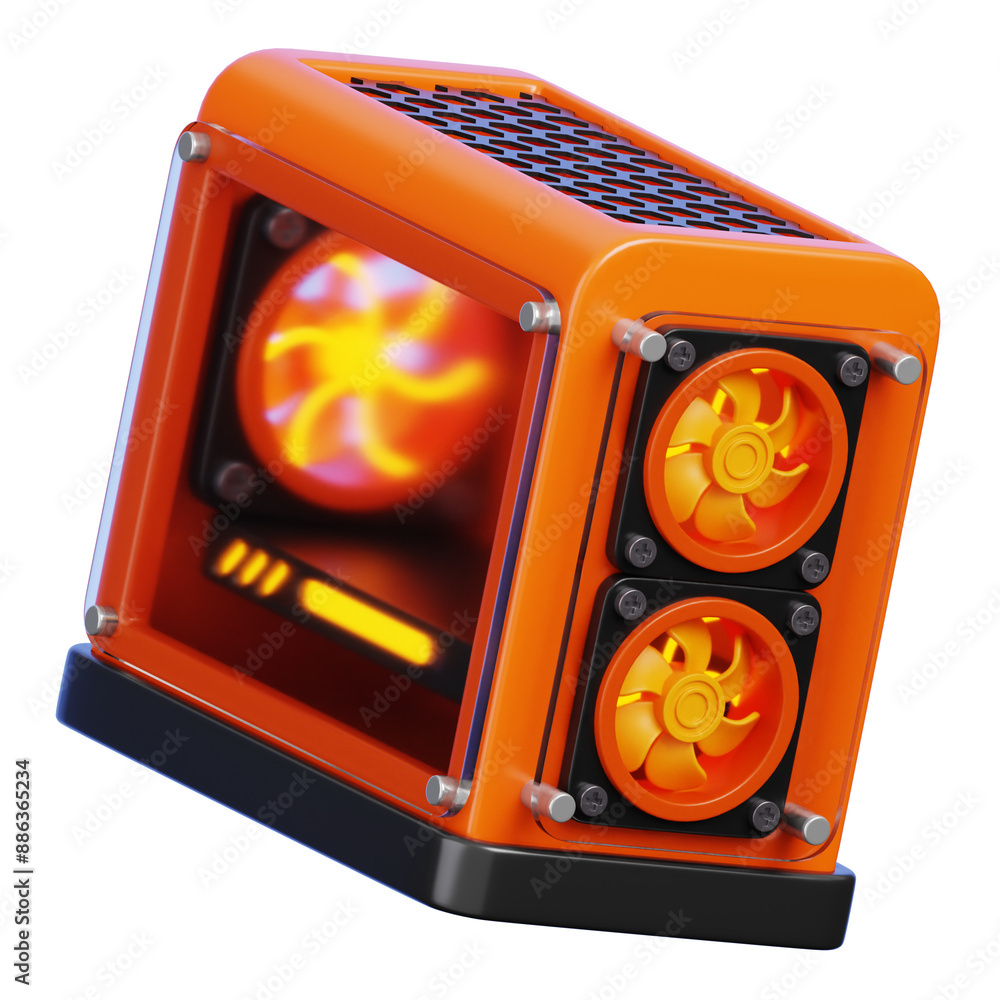 Aufkleber desktop computers pc case gaming isolated on transparent background. computer hardware element icon.