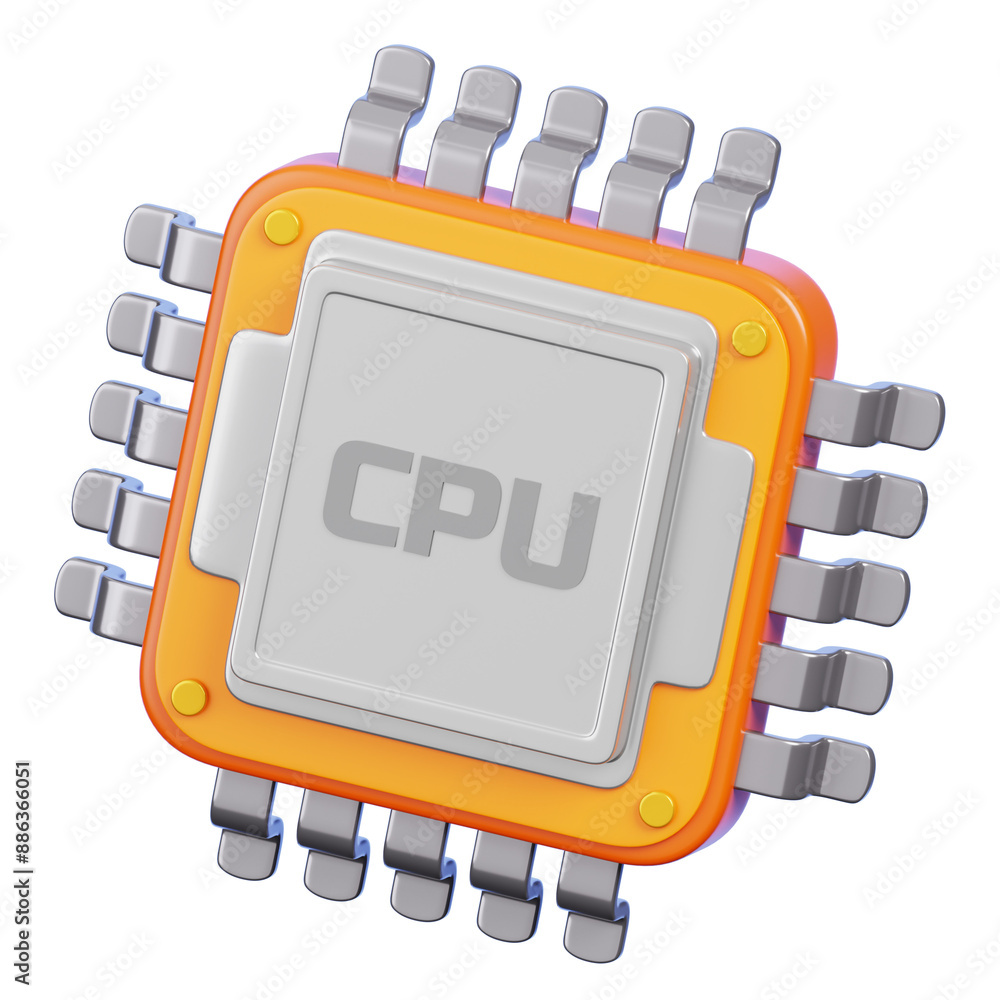 Fototapete processor chipset or cpu chip isolated on transparent background. computer component element icon. 3