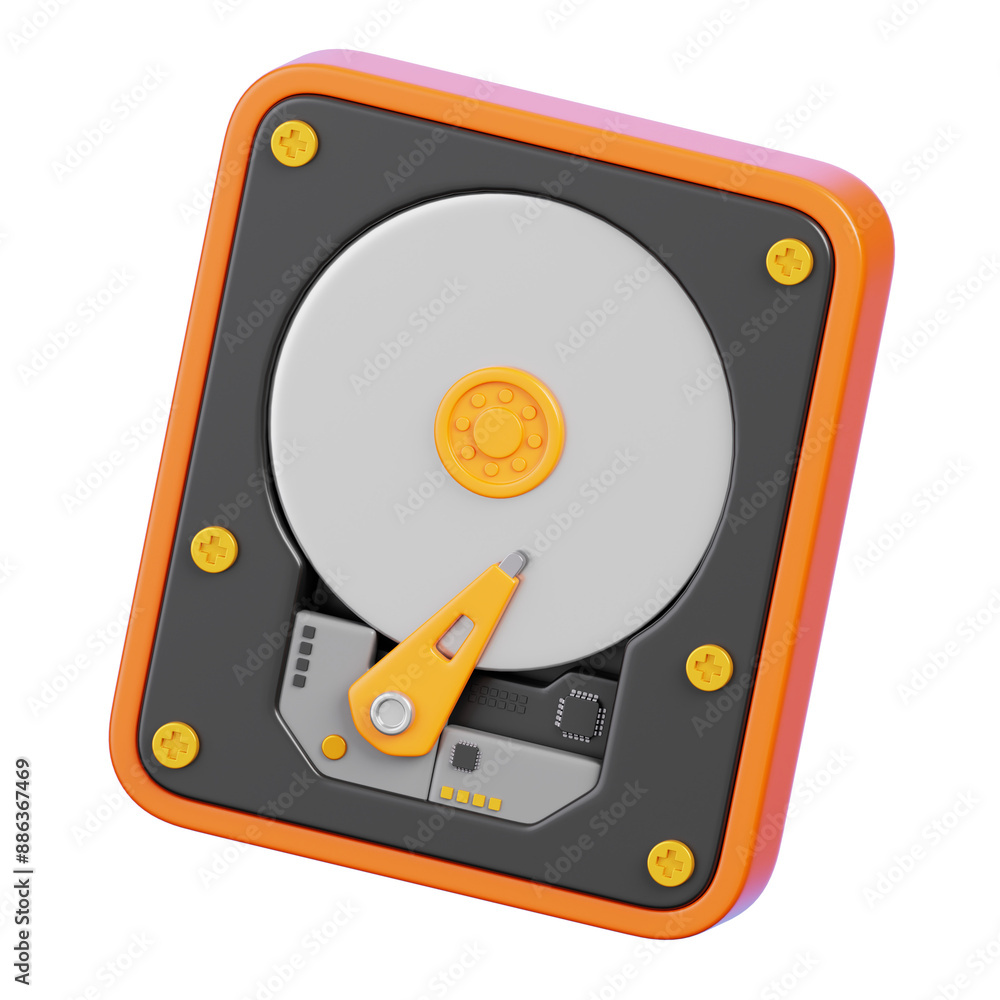 Fototapete hard drive hdd isolated on transparent background. computer hardware element icon. 3d rendering