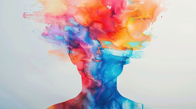 Mental health break flat design top view rejuvenation theme water color Triadic Color Scheme