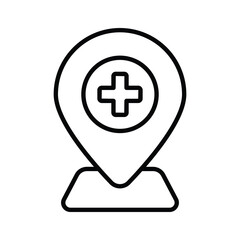 Obraz premium Medical sign inside map pin denoting concept icon of hospital location