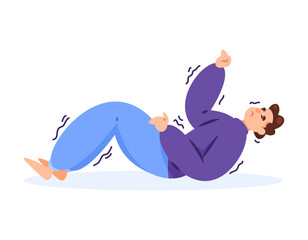 illustration of a man lying down and convulsing. epileptic sufferers. disorders of the nervous system. Stroke. diseases and health problems. flat style character design. graphic elements