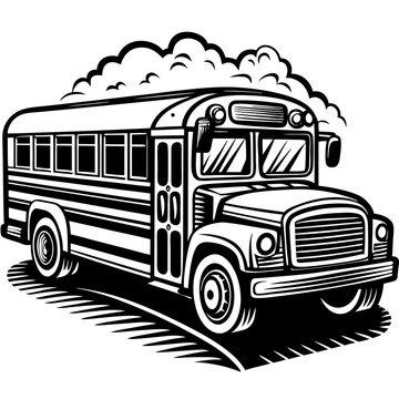 recommend clip art: School bus silhouette vector illustration on white background. Vehicle transport bus sign vector illustration
