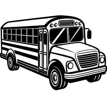 recommend clip art: School bus silhouette vector illustration on white background. Vehicle transport bus sign vector illustration