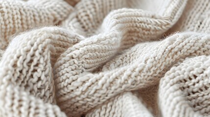 Fototapeta premium Detailed close-up of woven fabric texture, suitable for adding a tactile and cozy element. 
