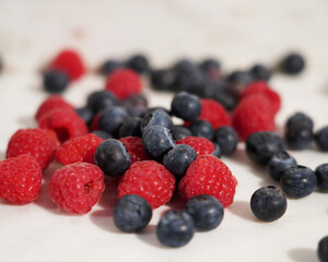 blueberries and raspberries