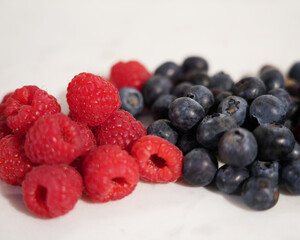 raspberries and blueberries