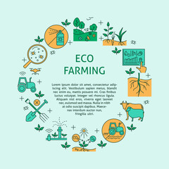 Eco farming round banner template