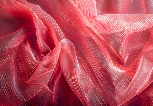 Red Tulle Fabric Texture Background - High Resolution