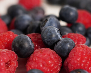blueberries and raspberries