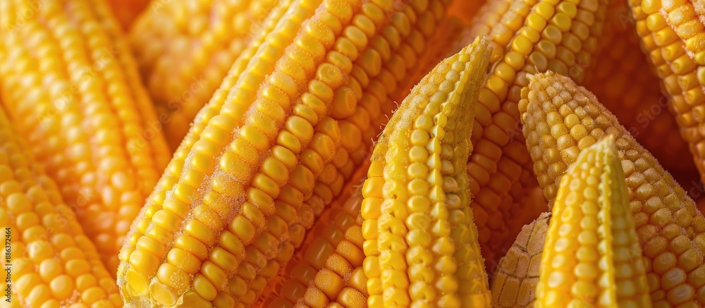Poster close up of corn sticks with copy space image