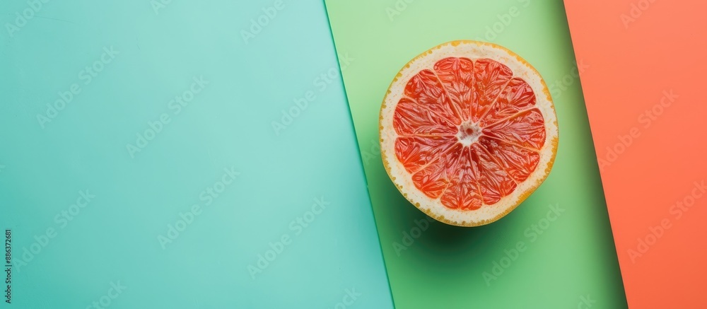 Aufkleber copy space image with a background showing a grapefruit half placed on a blend of green blue and min