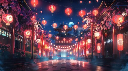 Luminous Lanterns in a Festive Chinese City