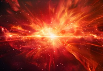 Red Glowing Light Rays, Abstract Explosion Effect