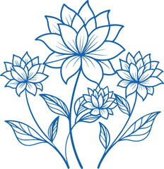 flower outline set silhouette vector, flowers vector seamless background pattern hand drawn. Vector illustration