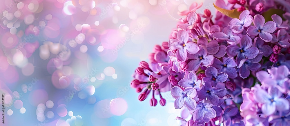Aufkleber gorgeous lilac blooms on a colorful backdrop with copy space image