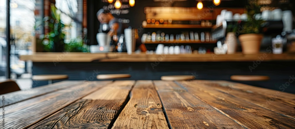 Leinwandbilder perfect for showcasing your products this image features a focused empty wooden table with a blurred