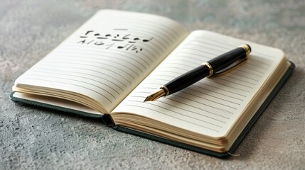 Open Notebook With Fountain Pen.