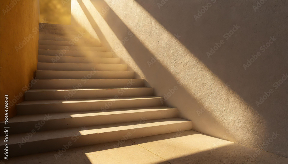 Aufkleber modern abstract background from stairs with geometry sunlight and shadows. architecture and product 